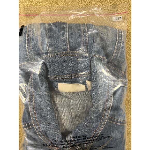 Chico's Woman's Paisley Blue Denim Stretch Long Sleeve Jean Jacket Size 2, Large - Picture 8 of 8